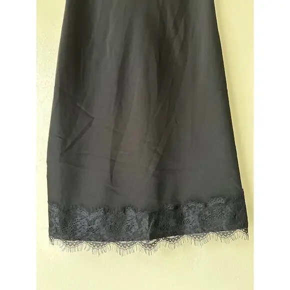 Rebecca Minkoff Black Lace Trim Midi Slip Dress Size Medium - Picture 9 of 14